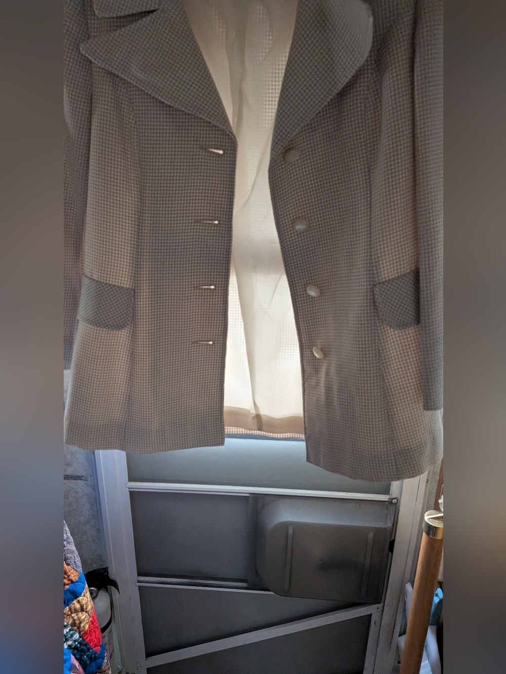 Vintage Brown & Cream Houndstooth Blazer Jacket